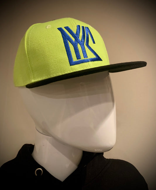 Youth Neon/ Black Snap Back with Blue Logo