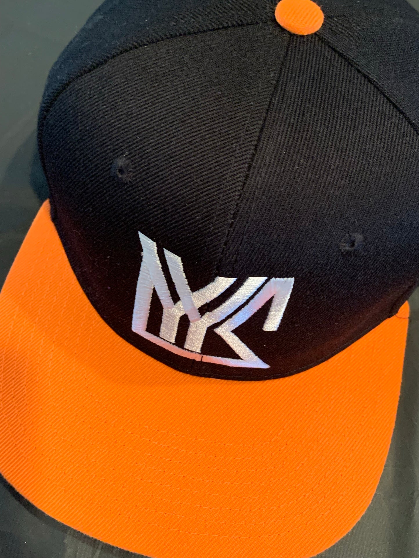 Orange/Black Snap Back with white Logo