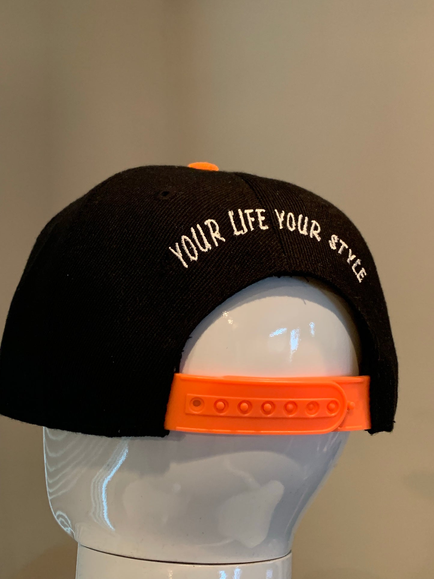 Orange/Black Snap Back with white Logo