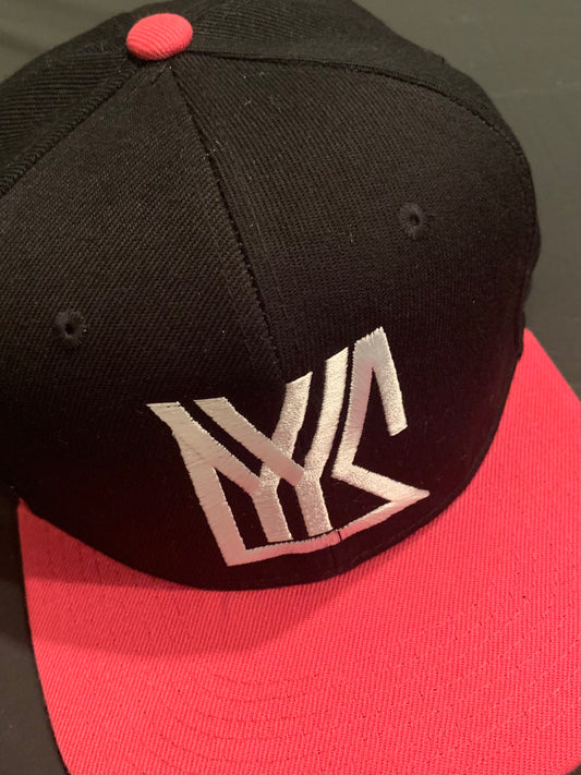 Hot Pink/Black Snap Back with white Logo