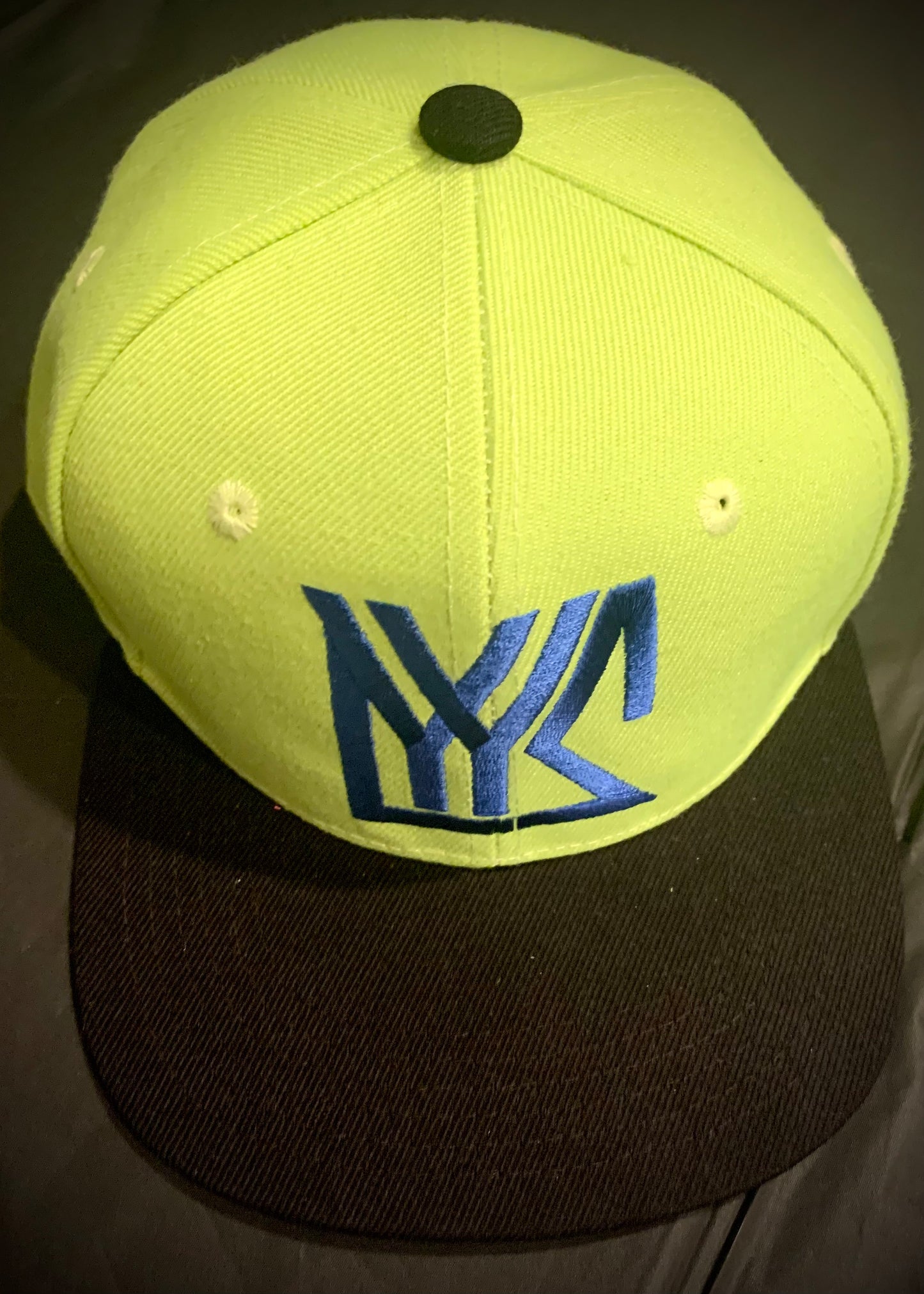 Youth Neon/ Black Snap Back with Blue Logo