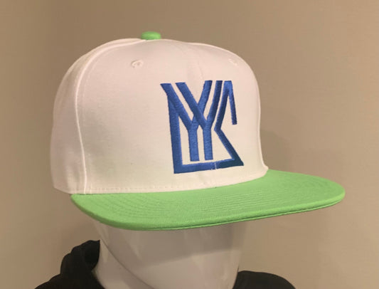 Lime/White Snap Back with Blue Logo