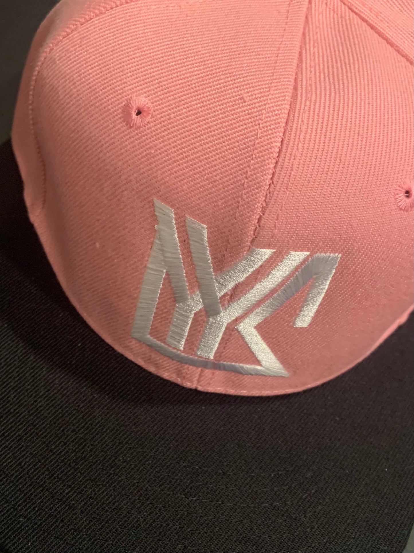 Light Pink/Black Snap Back with white Logo