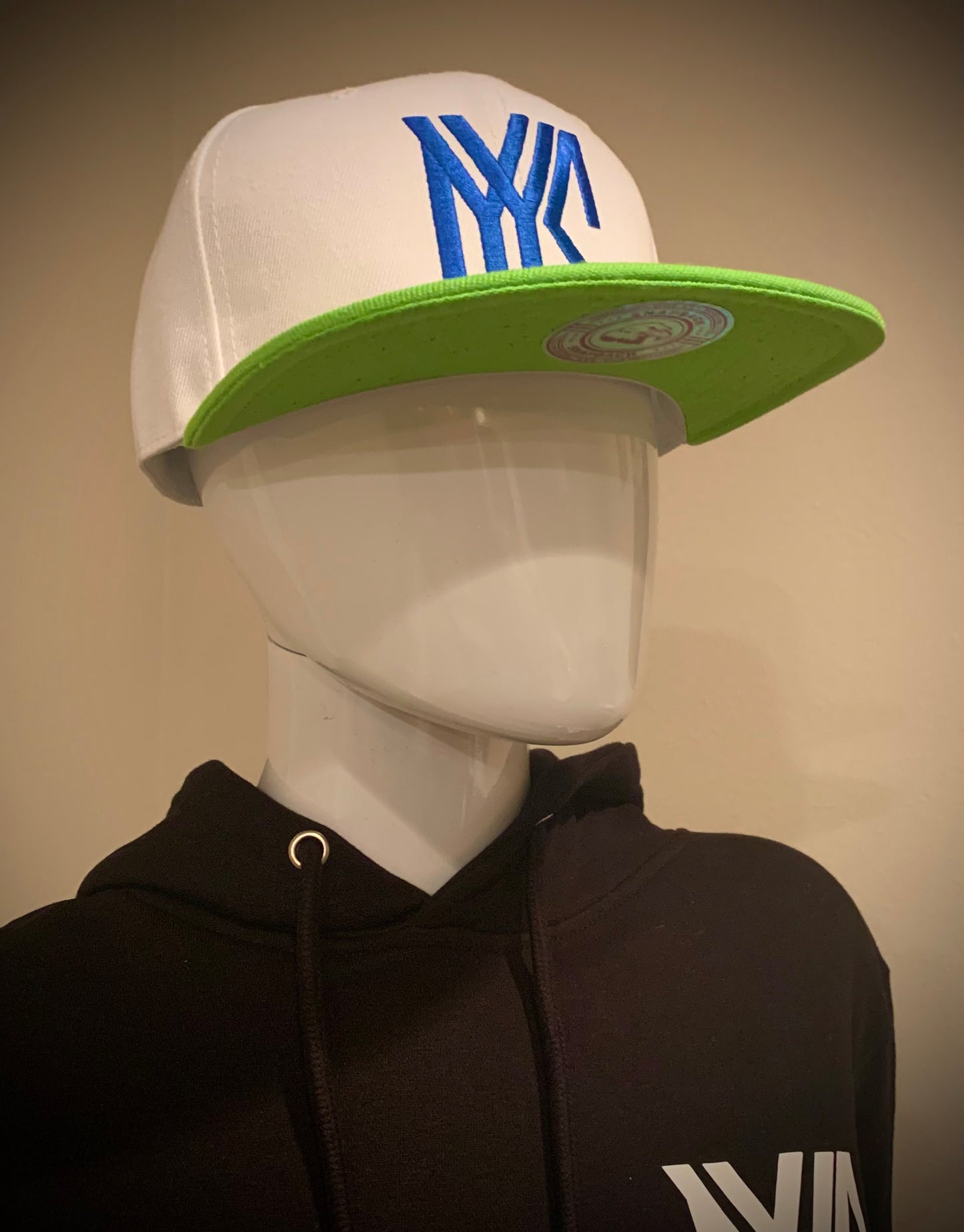 Lime/White Snap Back with Blue Logo