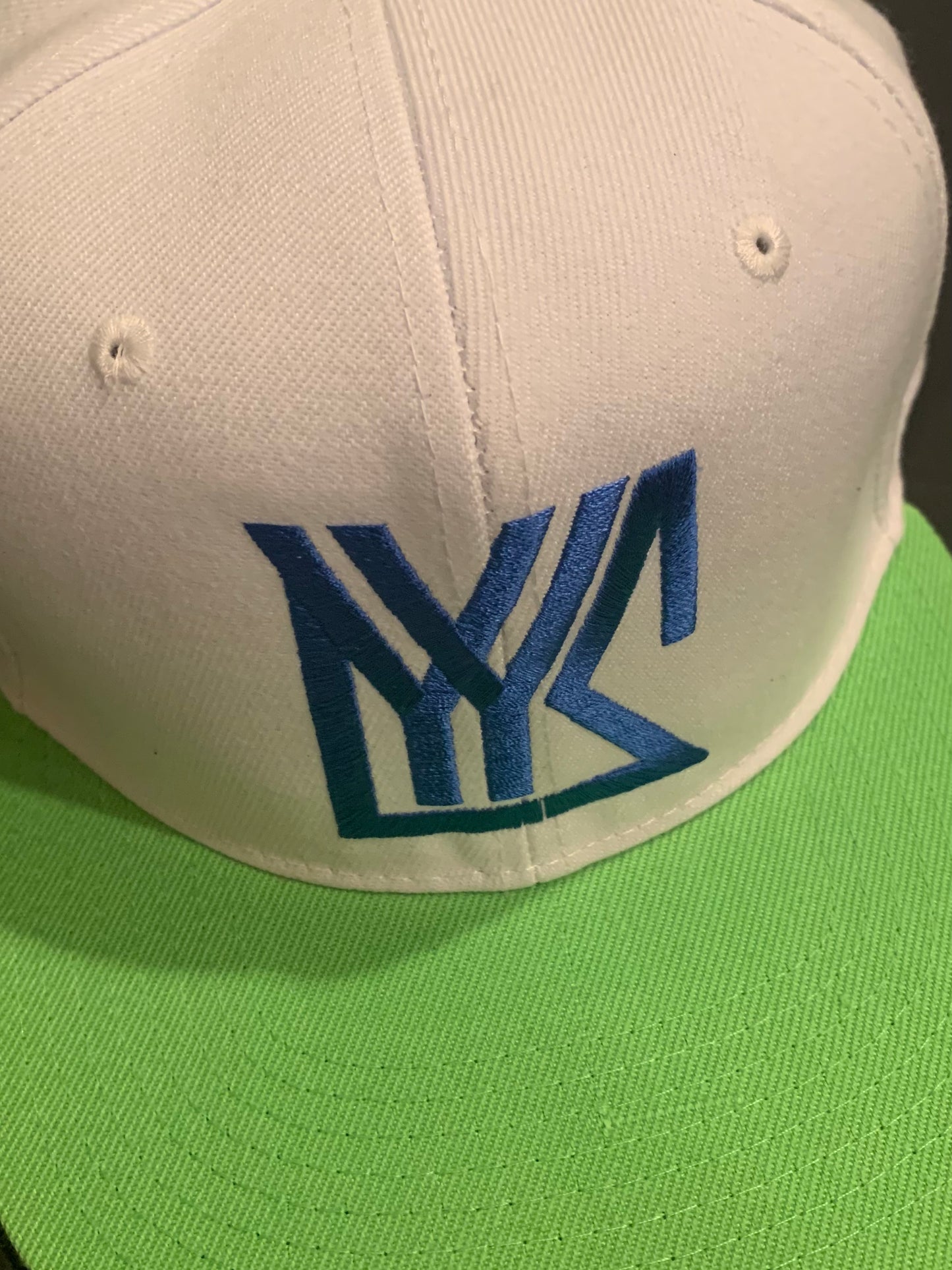 Lime/White Snap Back with Blue Logo